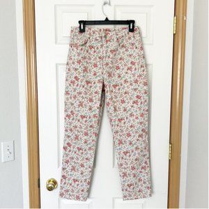 American Eagle Mom Jeans y2k 90s Floral Straight Leg Pants Size 8 Stretch